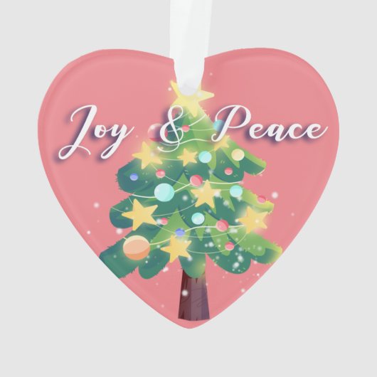 Hope Liebe Joy Peace Carton Weihnachtsbaum Pink Ornament (Rückseite)