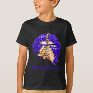 Hope Liebe Kämpfen Blue Ribbon Ataxier Bewusstsein T-Shirt