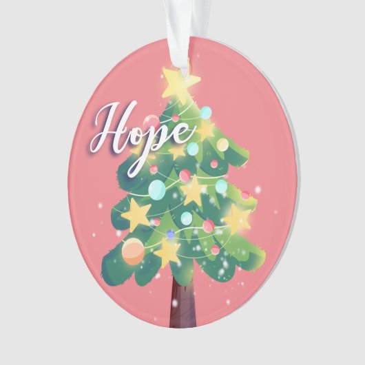 Hope & Liebe Karton Weihnachtsbaum Rosa Ornament (Vorderseite)