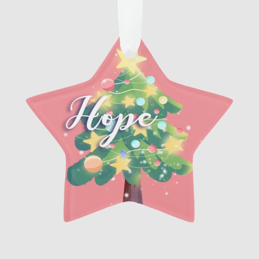Hope & Liebe Karton Weihnachtsbaum Rosa Ornament (Vorderseite)