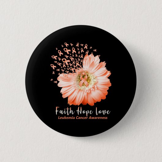 Hope Liebe Leukemia Awareness Orange Ribbon Daisy Button (Vorderseite)