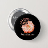 Hope Liebe Leukemia Awareness Orange Ribbon Daisy Button (Vorne & Hinten)
