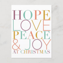 Hope Liebe Peace & Joy zu Weihnachten