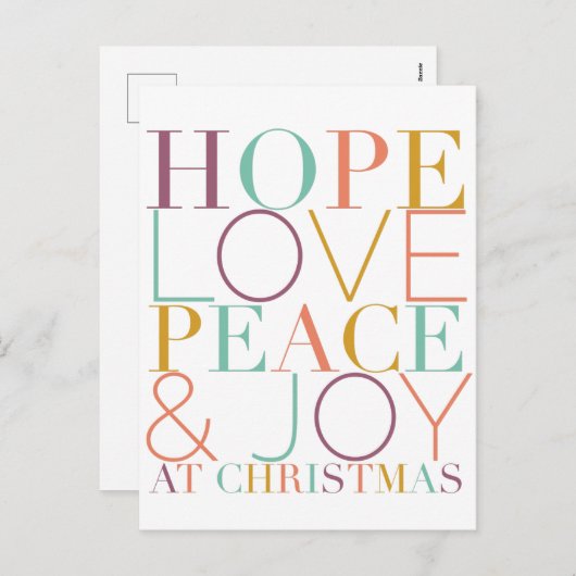Hope Liebe Peace & Joy zu Weihnachten (Vorne/Hinten)