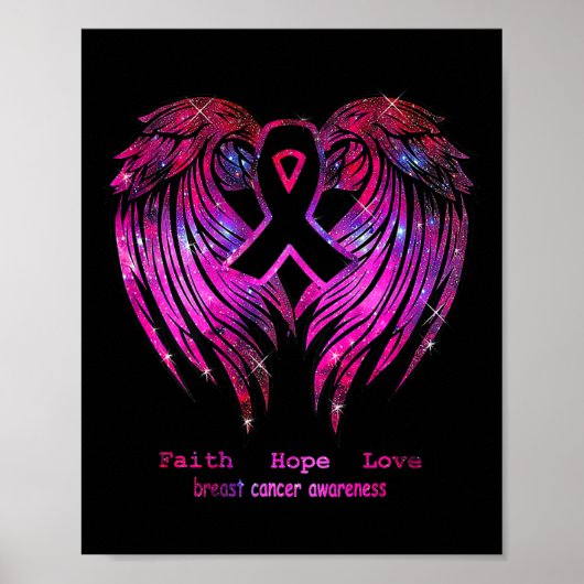 Hope Liebe Wings Breast Cancer Awareness Poster (Vorne)