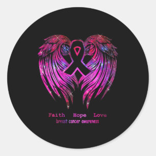 Hope Liebe Wings Breast Cancer Awareness Runder Aufkleber