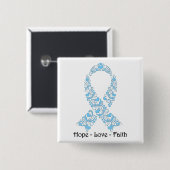 Hope Light Blue Awareness Ribbon Button (Vorne & Hinten)