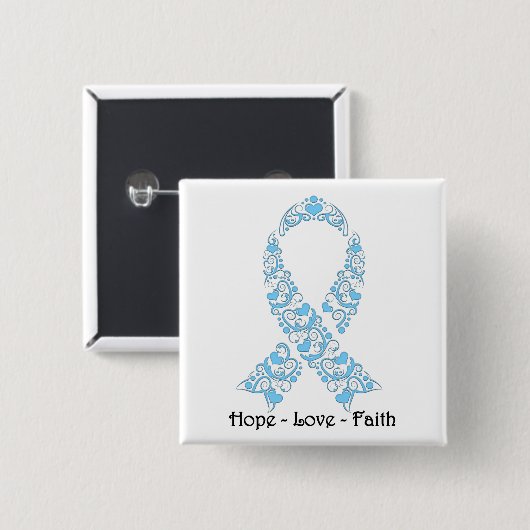 Hope Light Blue Awareness Ribbon Button (Vorne & Hinten)