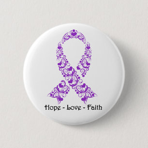 Hope Lila Awareness Ribbon Button
