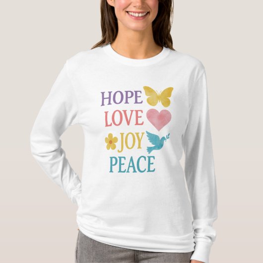 Hope Love Joy Peace Longsleeve T-Shirt – Gift. (Vorderseite)