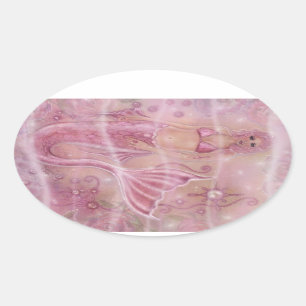 Hope Mermaid von Renee L. Lavoie Ovaler Aufkleber