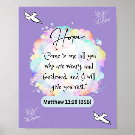 Hope Message - Matthew 11-28 - 8 x 10 Poster