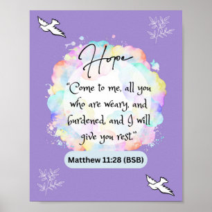 Hope Message - Matthew 11-28 - 8 x 10 Poster