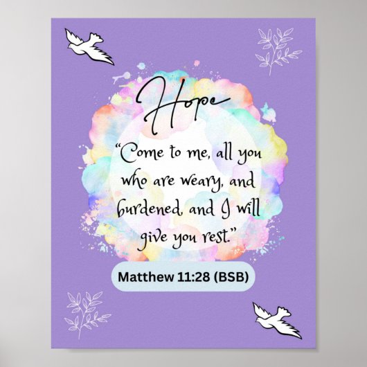Hope Message - Matthew 11-28 - 8 x 10 Poster (Vorne)