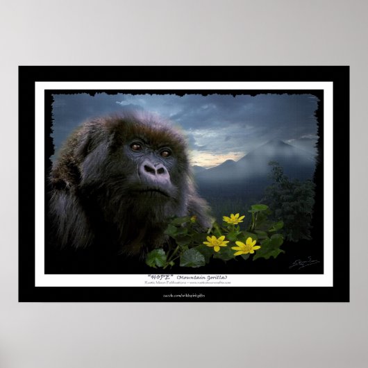 "HOPE" Mountain Gorilla Africa Wildlife Art Poster (Vorne)