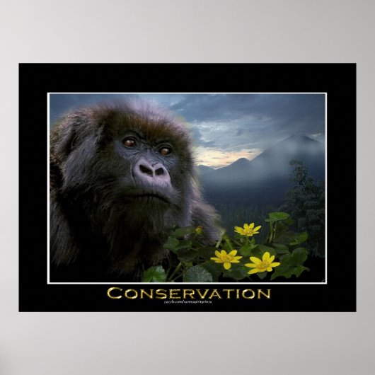 "HOPE" Mountain Gorilla Africa Wildlife Art Poster (Vorne)