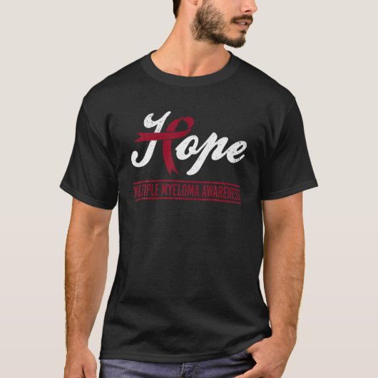 Hope Multiple Myeloma Awareness Burgundy Ribbon Su T-Shirt (Vorderseite)