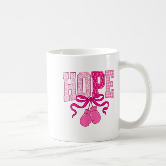 Hope Nk Ribbon Boxing Gloves Nk Brustkrebs Krieg Kaffeetasse (Rechts)