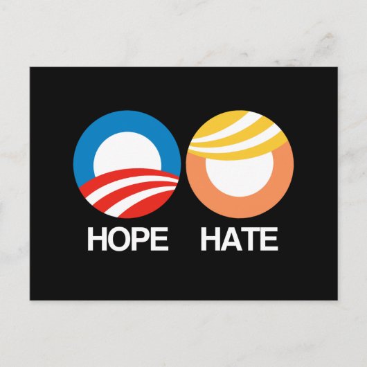 HOPE (Obama) gegen HATE (Trump) Postkarte (Vorderseite)