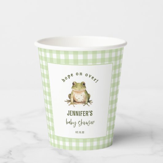 Hope On Over Frog Baby Dusche Pappbecher (Vorderseite)