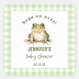 Hope On Over Frog Baby Shower Quadratischer Aufkleber