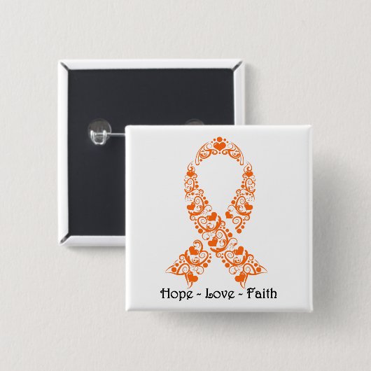 Hope Orange Awareness Ribbon Button (Vorne & Hinten)