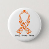 Hope Orange Awareness Ribbon Button (Vorderseite)