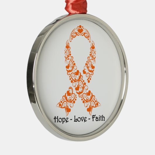 Hope Orange Awareness Ribbon Silbernes Ornament (Rechts)
