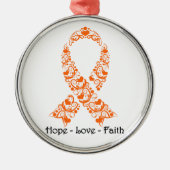 Hope Orange Awareness Ribbon Silbernes Ornament (Vorne)