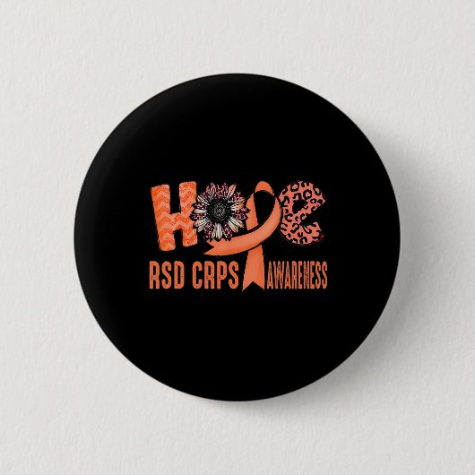 Hope Orange Ribbon Leopard Sonnenblume Rsd Crps Aw Button (Vorderseite)