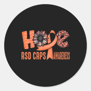 Hope Orange Ribbon Leopard Sonnenblume Rsd Crps Aw Runder Aufkleber