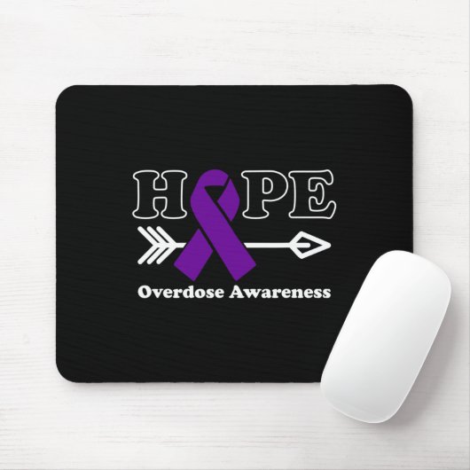 Hope - Overdose Awareness Purple Ribbon Mousepad (Mit Mouse)