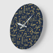 Hope Peace Joy Light Holiday Große Wanduhr (Winkel)