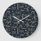 Hope Peace Joy Light Holiday Große Wanduhr (Vorderseite)