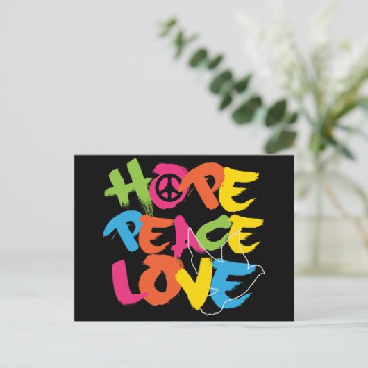 Hope Peace Liebe Postkarte (Stehend Vorderseite)