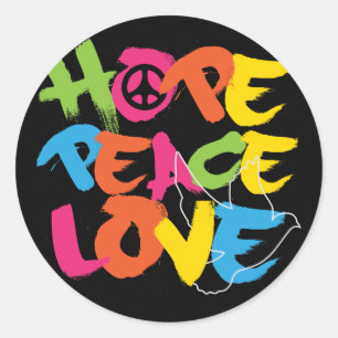 Hope Peace Liebe Runder Aufkleber