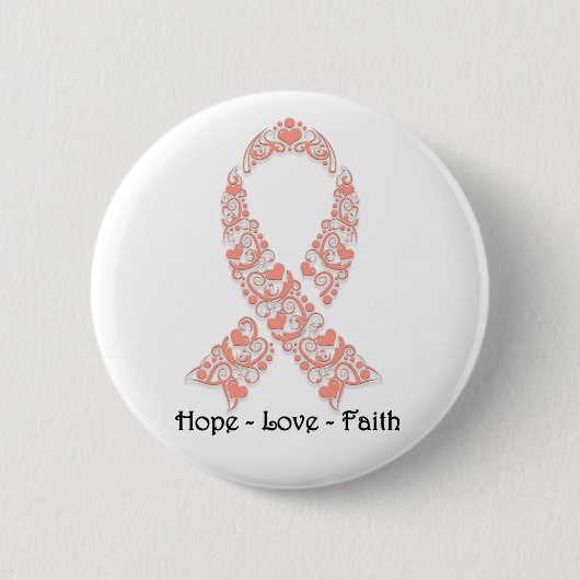 Hope Peach Awareness Ribbon Button (Vorderseite)