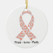 Hope Peach Awareness Ribbon Keramikornament (Vorne)