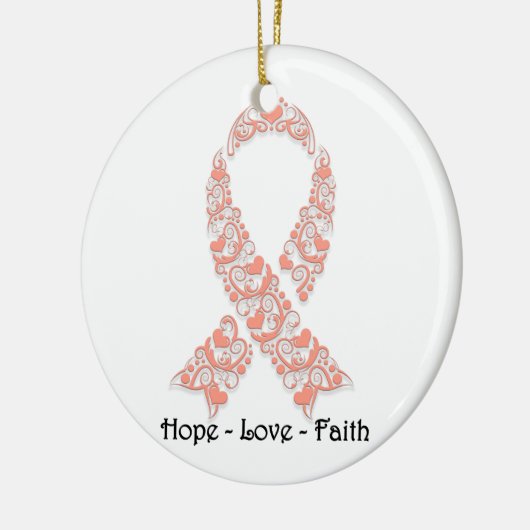 Hope Peach Awareness Ribbon Keramikornament (Links)