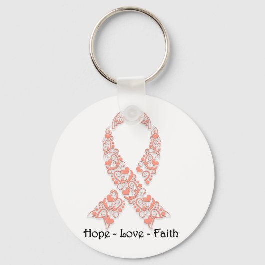 Hope Peach Awareness Ribbon Schlüsselanhänger (Vorderseite)
