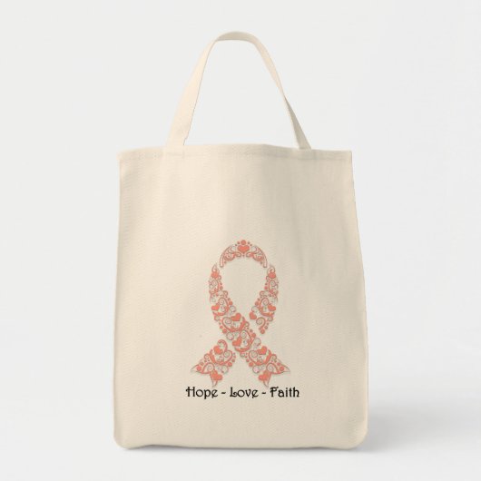 Hope Peach Awareness Ribbon Tragetasche (Vorne)