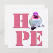 HOPE Pink Anna Hummingbird Foto Square Card Dankeskarte (Vorne/Hinten)