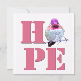 HOPE Pink Anna Hummingbird Foto Square Card Dankeskarte