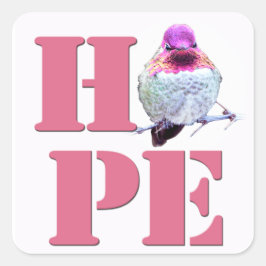HOPE Pink Anna's Hummingbird Foto Square Sticker