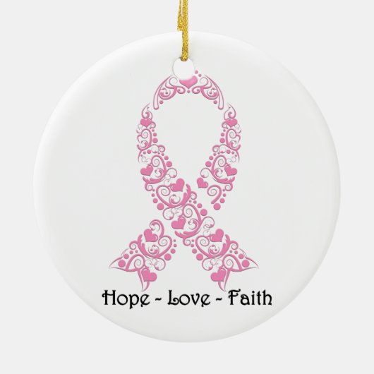 Hope Pink Awareness Ribbon Keramikornament (Hinten)