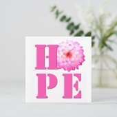 HOPE Pink Dahlia Blume Foto Square Card Dankeskarte (Stehend Vorderseite)