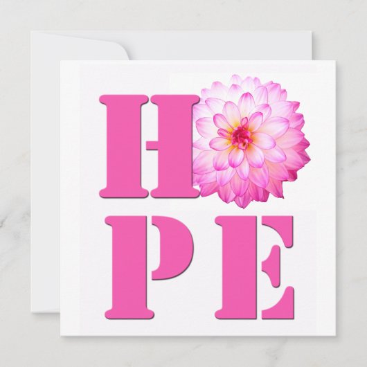 HOPE Pink Dahlia Blume Foto Square Card Dankeskarte (Vorderseite)