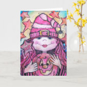 Hope Pink Halloween Hexe Karte (Gelbe Blume)