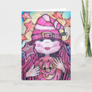 Hope Pink Halloween Hexe Karte