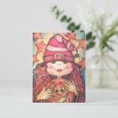 Hope Pink Halloween Hexe Postkarte (Stehend Vorderseite)